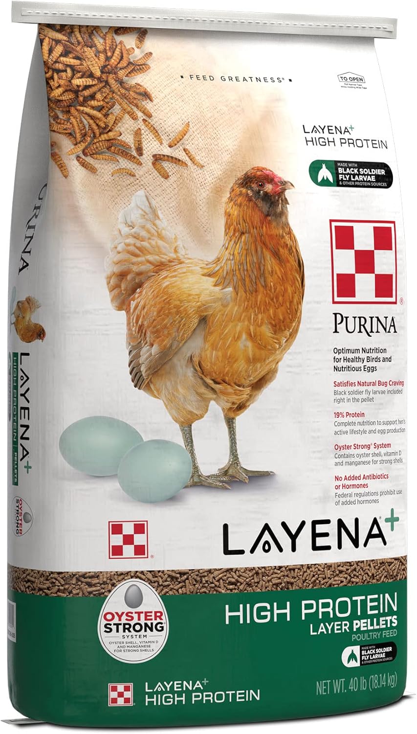 Purina Layena+ layer chicken feed. Image source: Amazon.