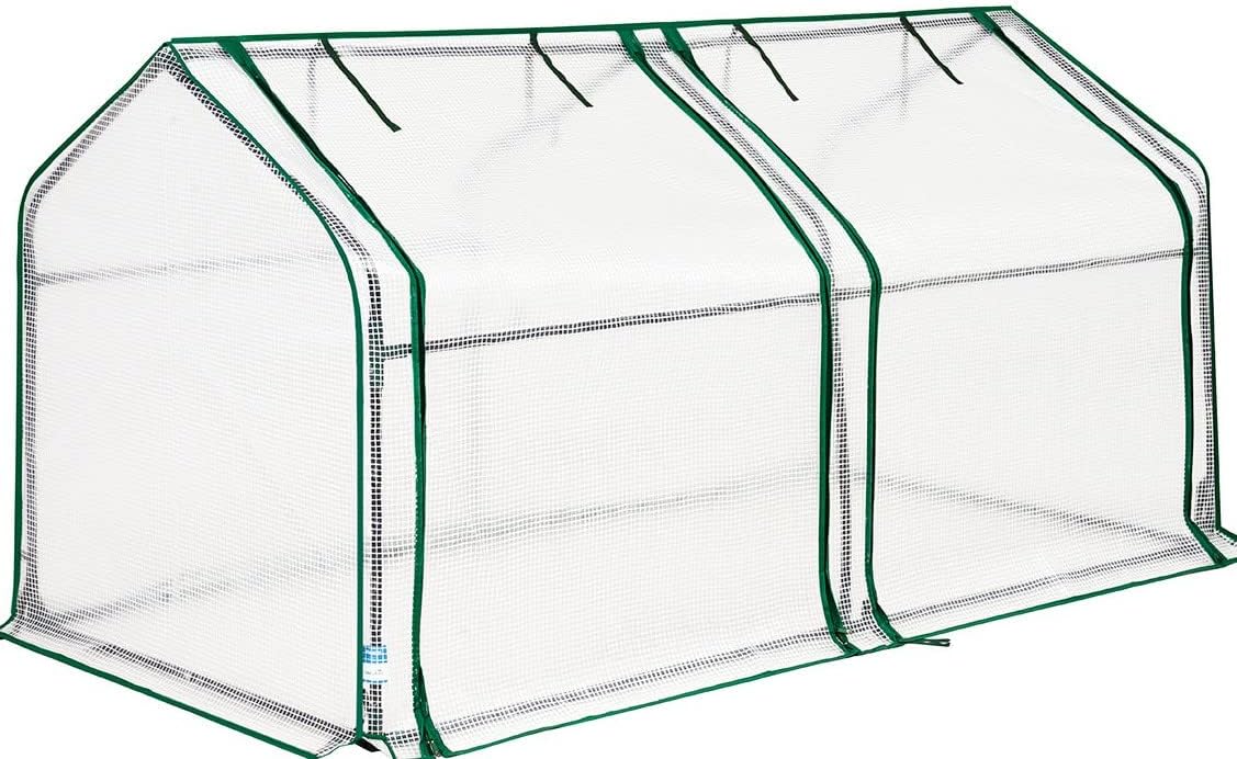 Quictent portable mini greenhouse kit with zippered doors. Image source: Amazon.